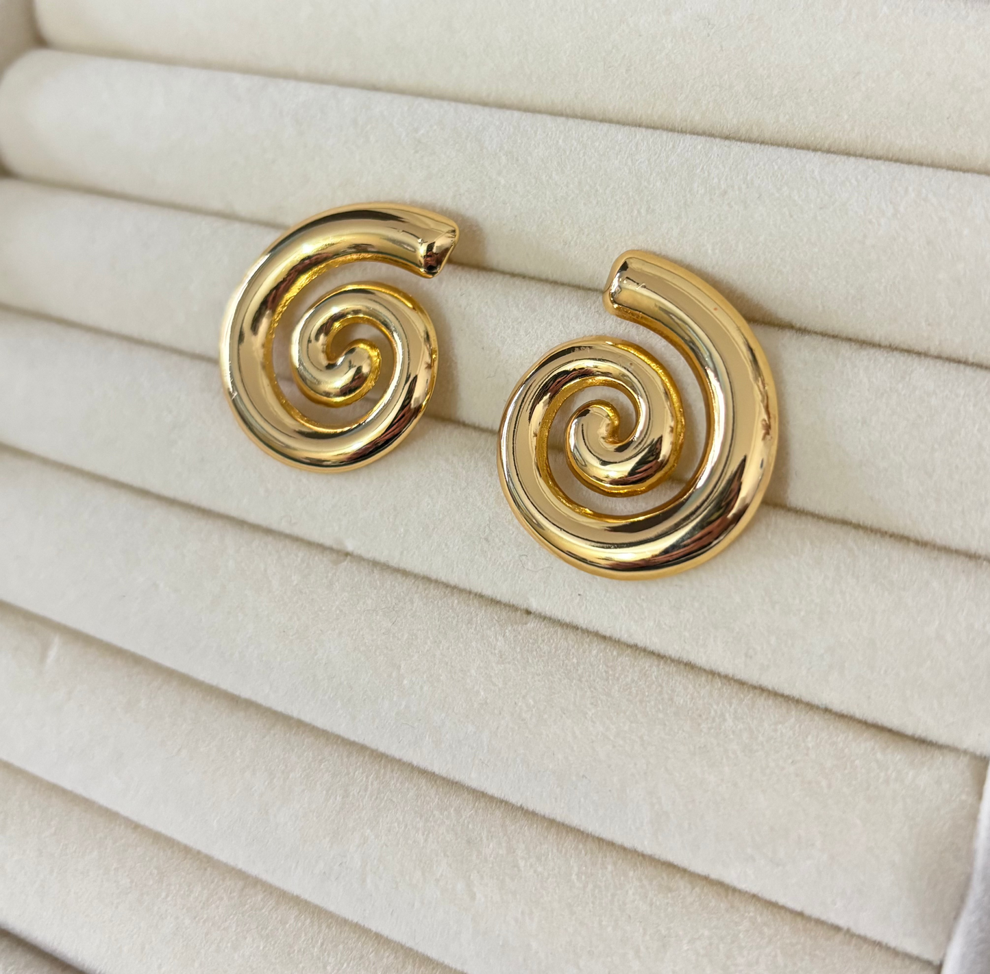 Golden Spiral – Sculptural Statement Earrings