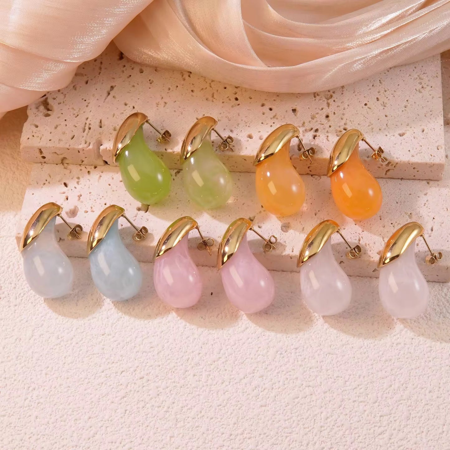 Jelly Bean – Glossy Resin Drop Earrings in Sculptural Candy Colors