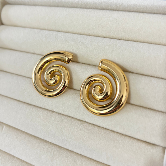 Golden Spiral – Sculptural Statement Earrings