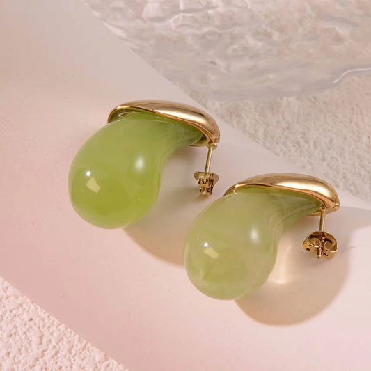 Jelly Bean – Glossy Resin Drop Earrings in Sculptural Candy Colors