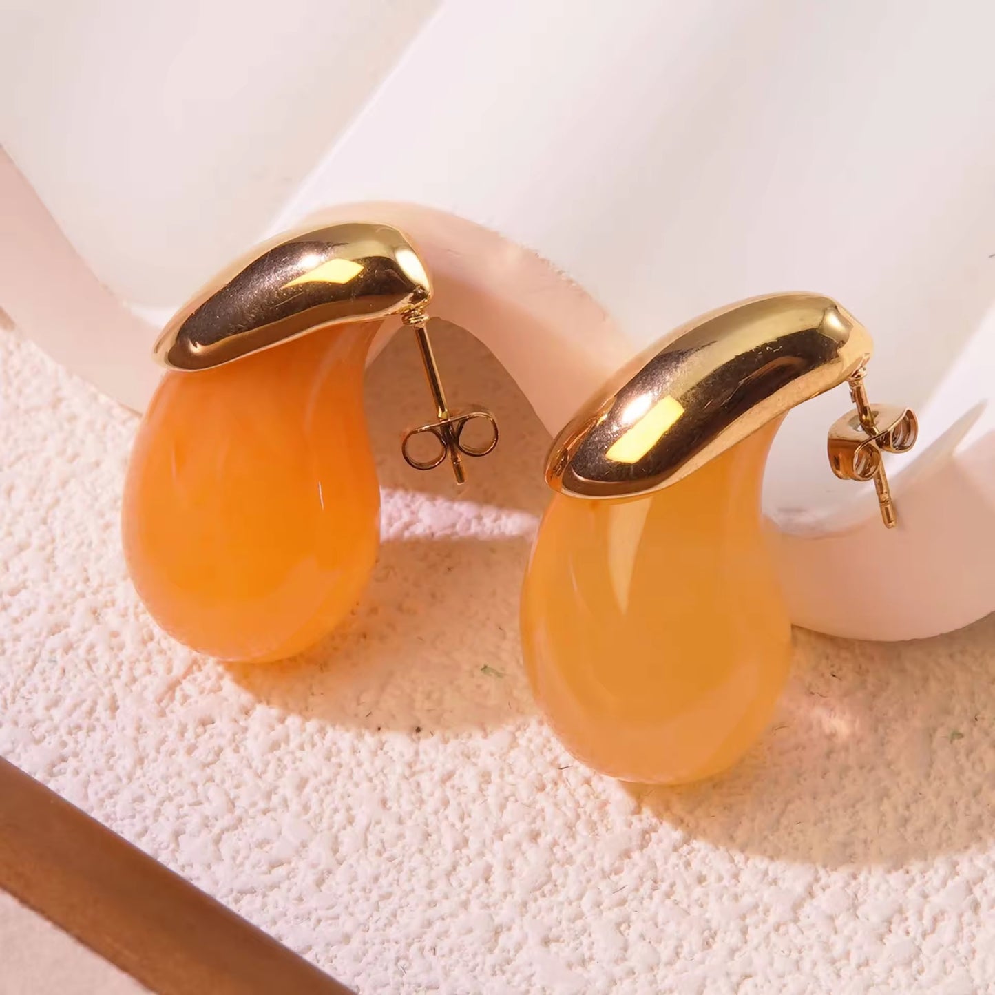 Jelly Bean – Glossy Resin Drop Earrings in Sculptural Candy Colors
