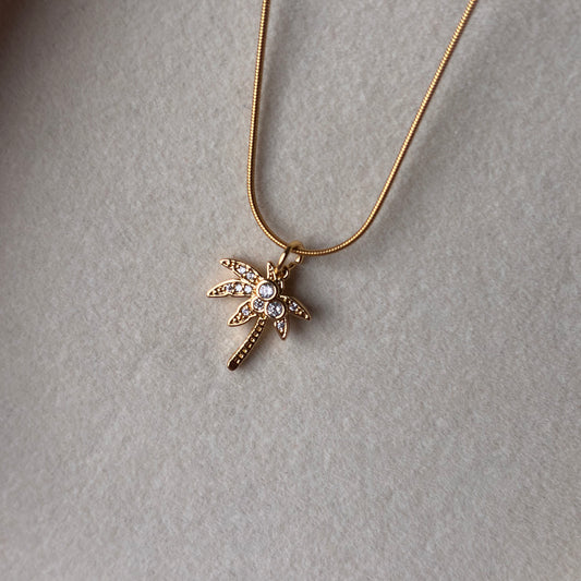 Tropic Gleam Necklace – Crystal Palm Tree Pendant