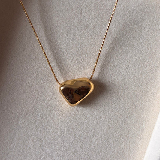 Melted Heart Necklace – Sculpted Gold Love Pendant