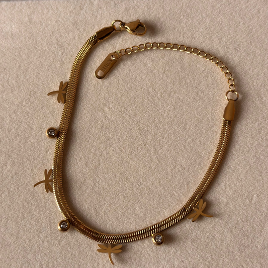 Whispering Wings Cuff – Gold Bracelet with Butterfly & Diamond Accents