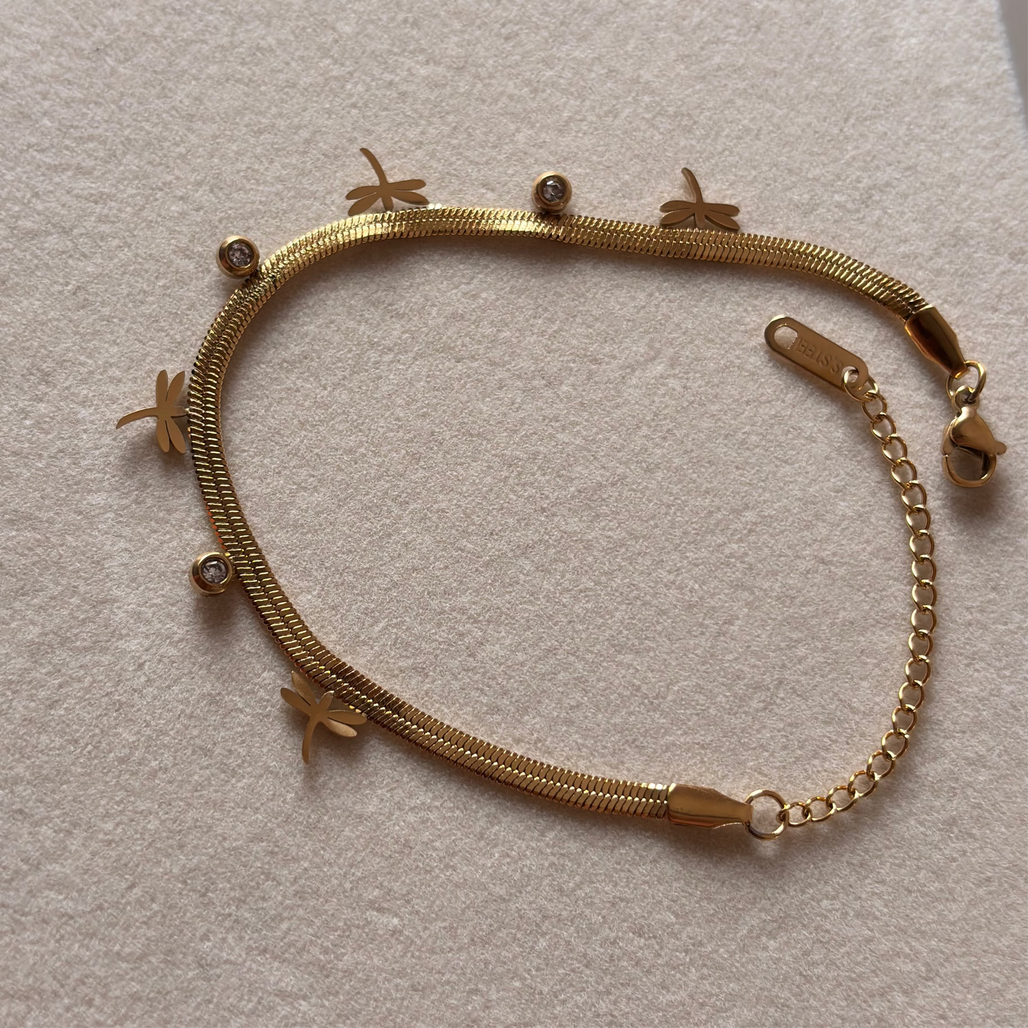 Whispering Wings Cuff – Gold Bracelet with Butterfly & Diamond Accents