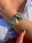 Ocean Bloom Bracelet – Sculpted Marine Charms in Gold & Turquoise
