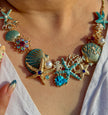 Ocean Bloom – Statement Sea Life Necklace with Enamel & Pearls