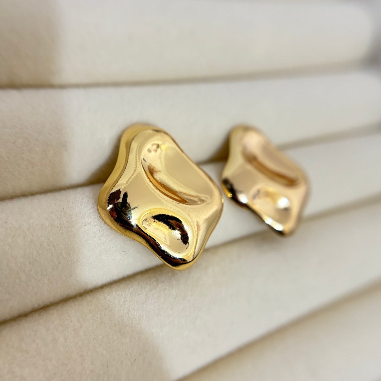 Molten Muse Studs – Glossy Sculpted Gold Earrings